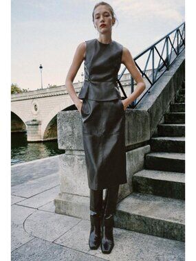 ZARA LEATHER-EFFECT MIDI SKIRT 4387/250/800